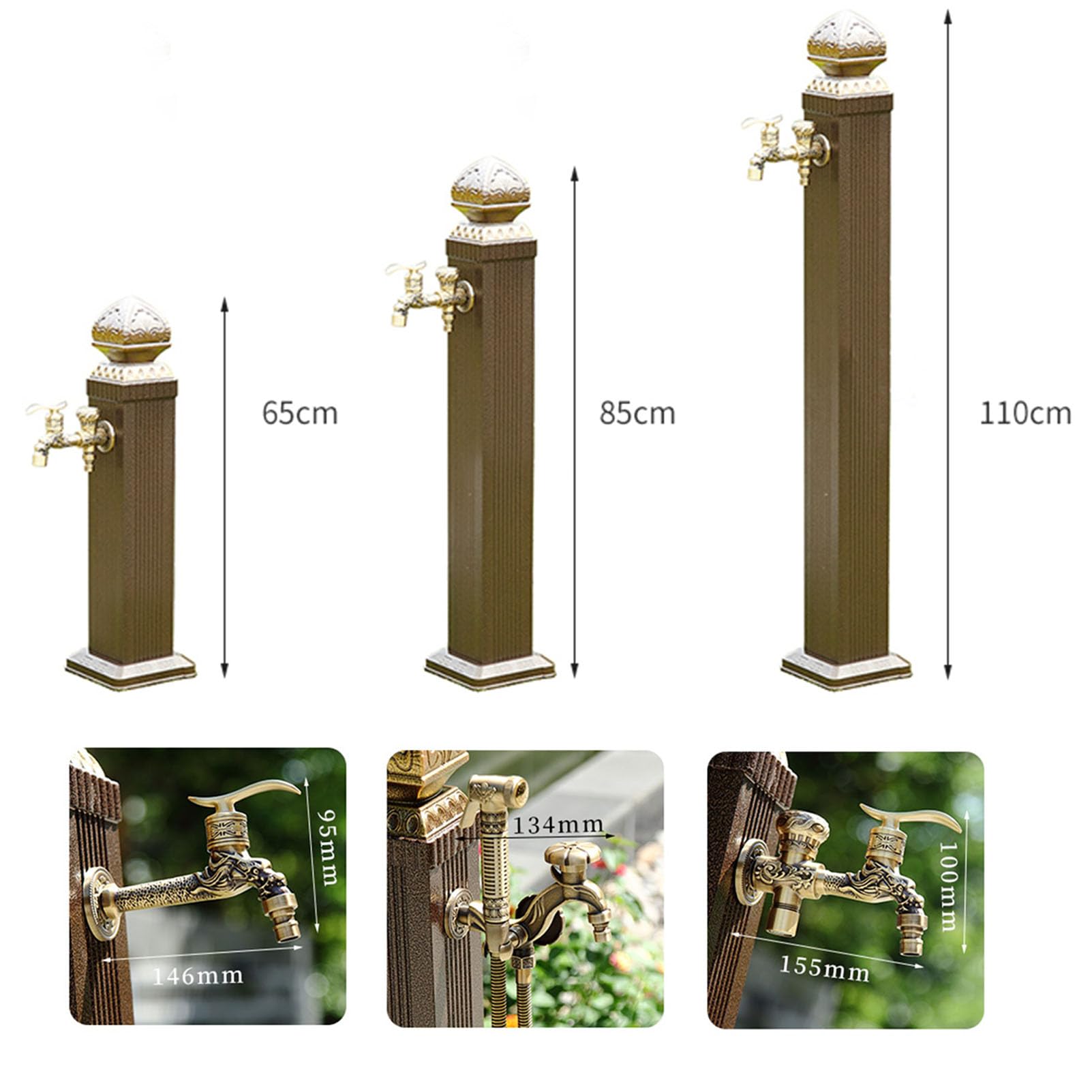 Grifo de jardín para exteriores, soporte de manguera de latón independiente, hidrante vertical de columna de agua, resistente a la congelación y a las grietas