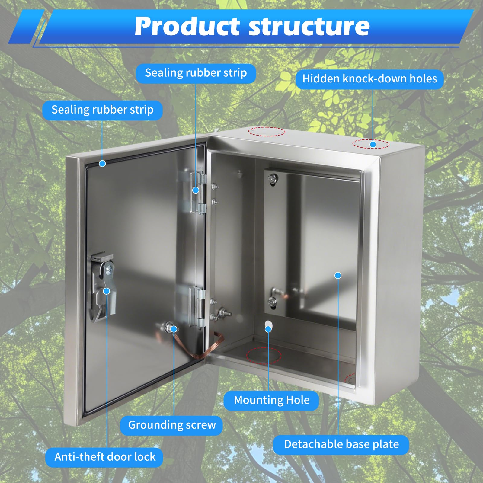 Scatola di distribuzione impermeabile, in acciaio inox, per esterni, 30 x 25 x 16 cm, con serratura