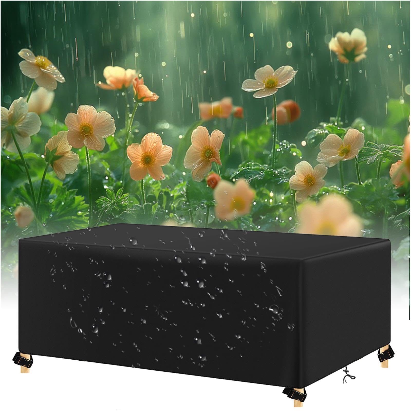 Funda De Verano Para Muebles De Jardín, Rectangular, 240 X 240 X 85 Cm, Funda Para Muebles De Jardín Al Aire Libre, Impermeable, Resistente Al Viento, Anti-UV, Resistente, A Prueba De Rasgaduras