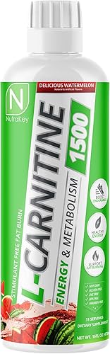 NutraKey L-Carnitina 1500 mg sin azúcar sin gluten se convierte en combustible sandía 31 porciones