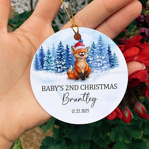 Miniatura 5 de Adorno de Navidad personalizado para la segunda Navidad del bebé, Navidad 2023, lindo adorno de Navidad para bebé con nombre de bebé personalizado y
