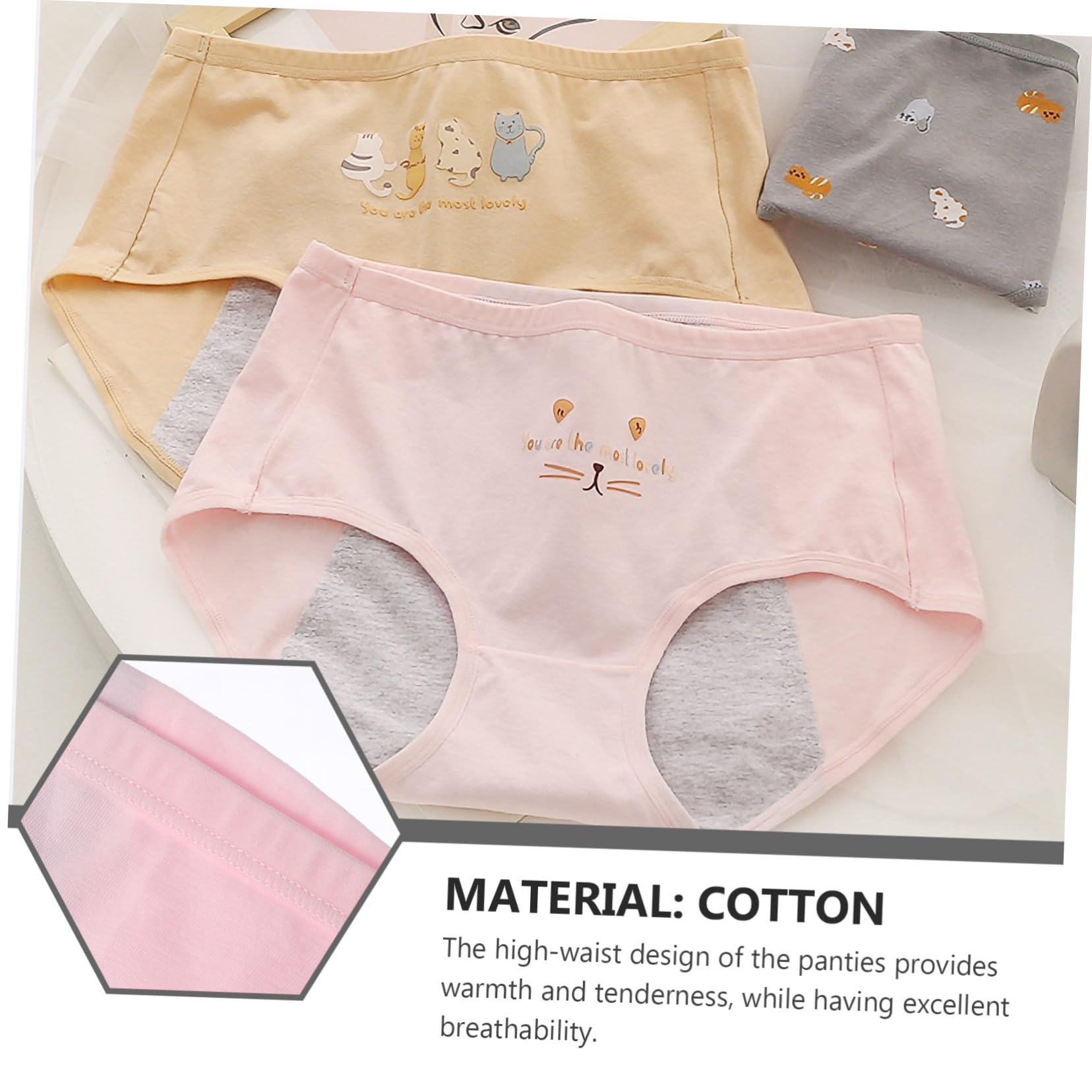 Bragas Menstruales de Algodón para Mujer, 6 Piezas M