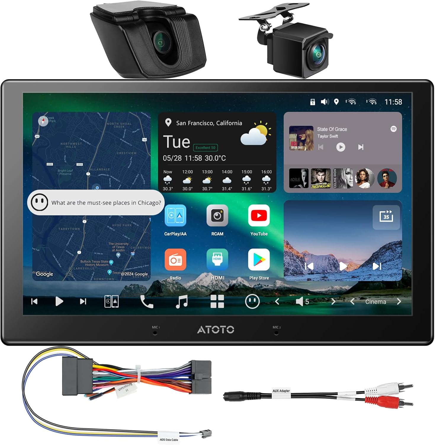 AC-ADSX10 ADS Protocol Decoder Wiring Harness,for X10G211E-R3, Double Din Car Stereo, ChatGPT AI Assistant, 4G LTE, Wireless Carplay & Android Auto