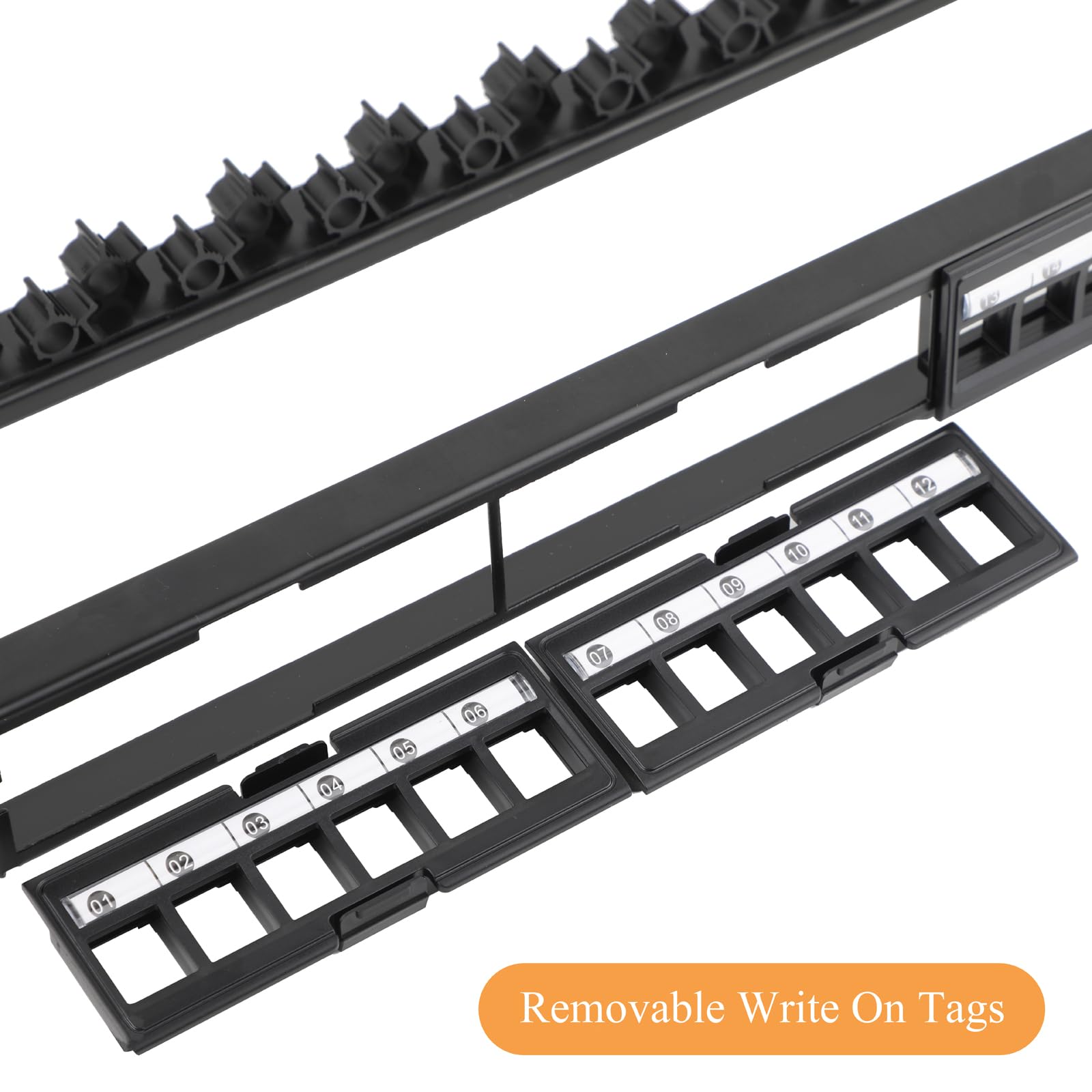 1 Stück 24 Port Patchpanel Patchfeld 1 HE 19 Zoll - Abnehmbar