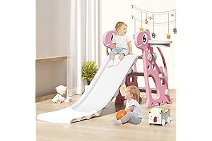 4-in-1 Toddler Foldable Slide & Outdoor Slide with Hoop