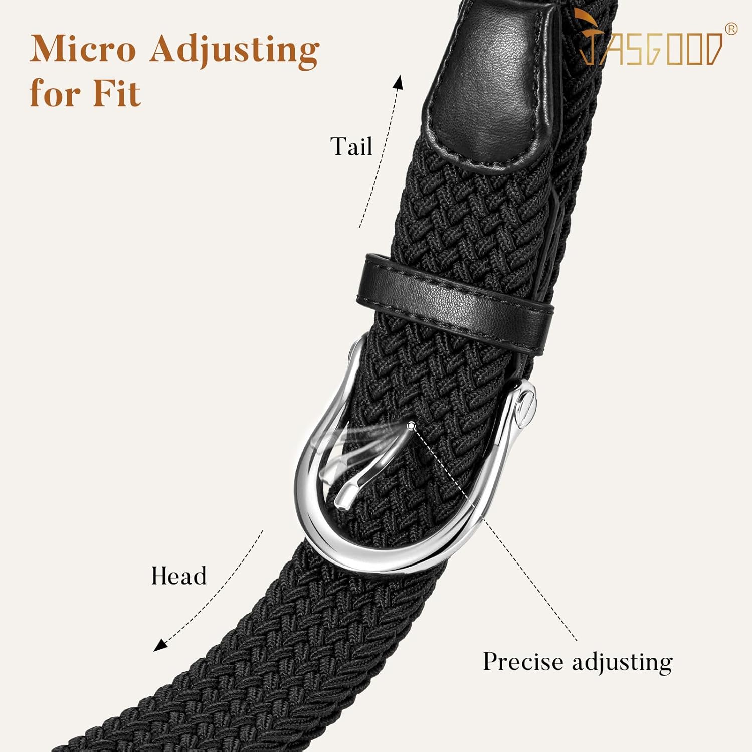 JASGOOD Women Elastic Braided Woven Belt Stretch Canvas Casual Belt 1.4'' for Golf Jeans Pants - Image 3