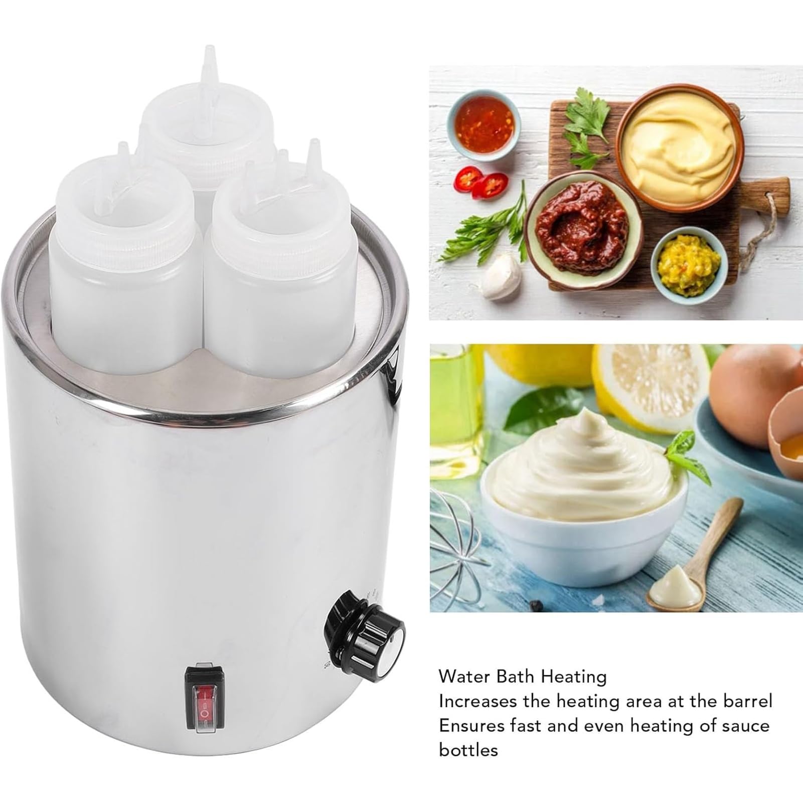 Calentador eléctrico ajustable de salsa, calentador de acero inoxidable para queso, nachos, chocolate caliente y mantequilla, máquina de conservación del calor para salsas y condimentos