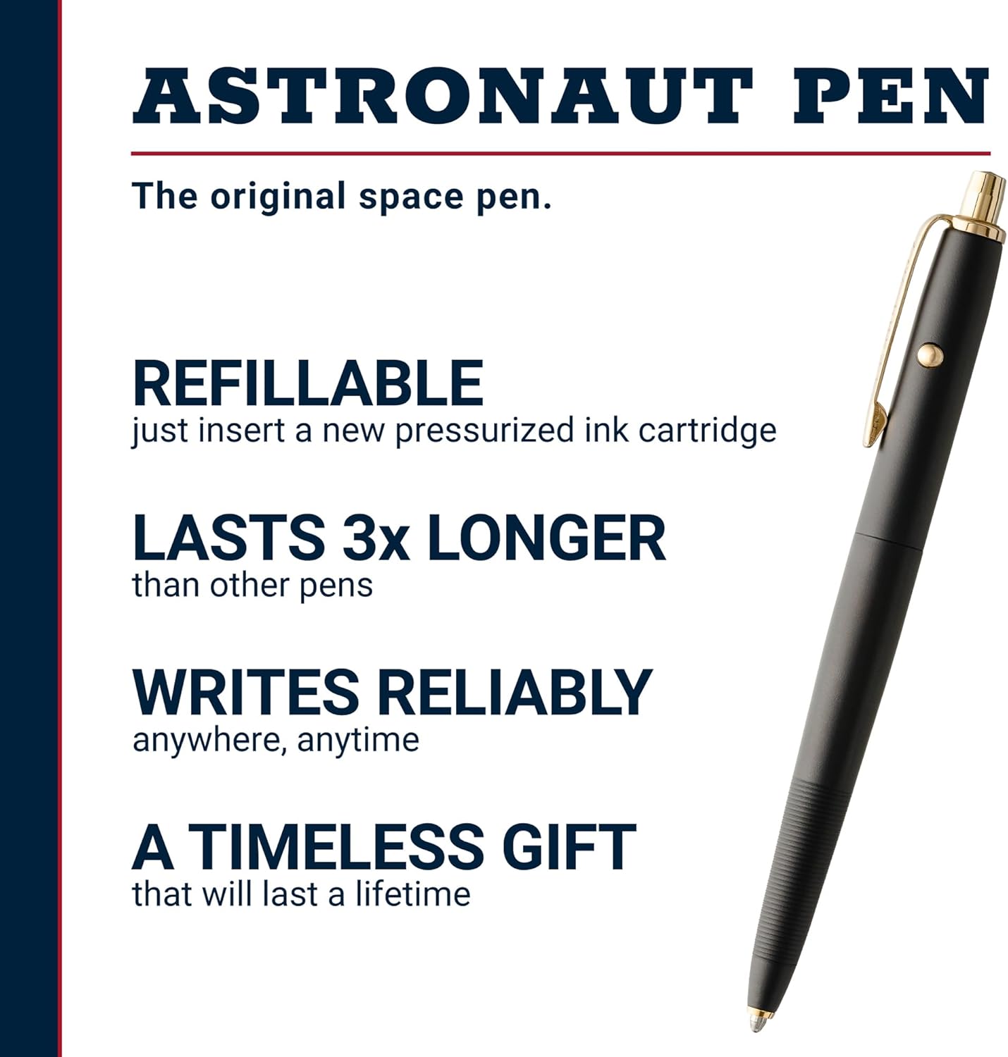 Fisher Space Pen Graphite Black Cerakote Original Astronaut Pen, Pressurized Ballpoint Pen Writes Upside Down, Extreme Temperatures, Black Ink, Medium Point, Pocket Clip, Gift Box, Made in USA