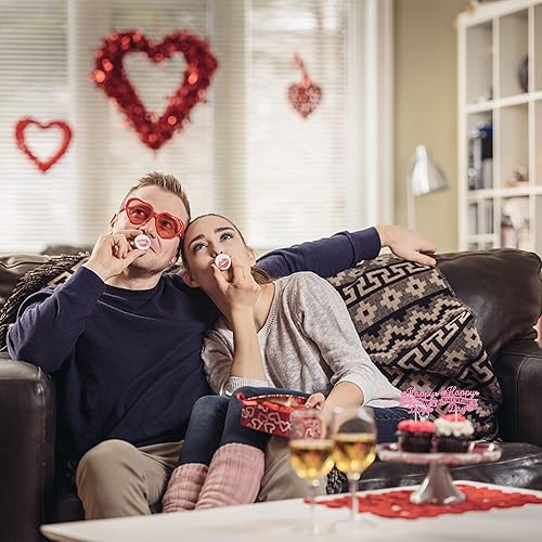 Miniatura 6 de Rsstarxi Paquete de 24 adornos rosados para cupcakes con purpurina para el día de San Valentín, decoración de pasteles para el día de San Valentín,