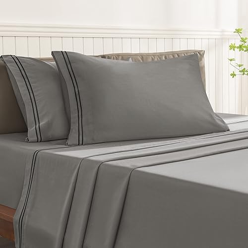 Miniatura 7 de subrtex Juego de sábanas tamaño matrimonial juego de sábanas de 4 piezas de enfriamiento suave sin arrugas y fundas de almohada con bolsillos