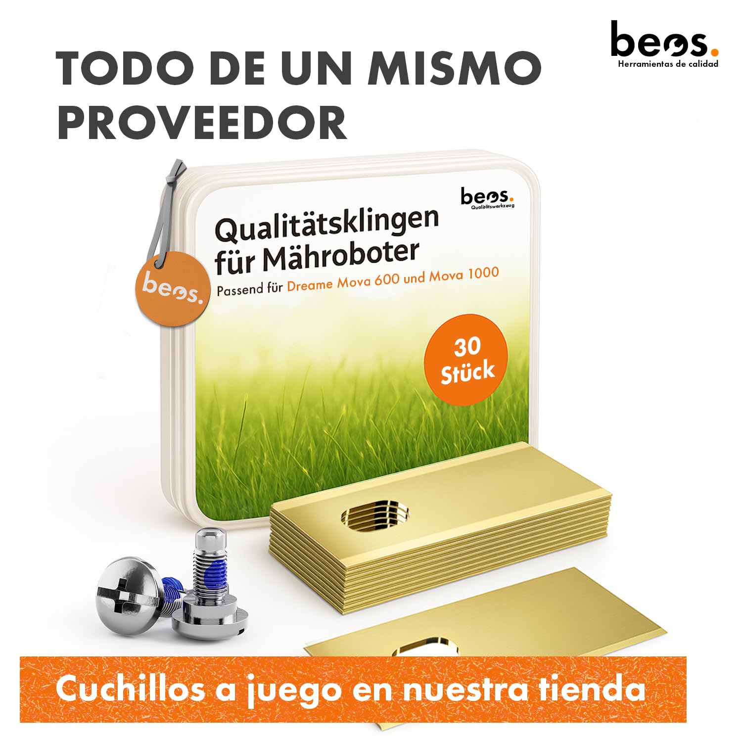 BEOS Ajuste de la cortadora de césped robótica Premium - Disco con 6 Cuchillas - para Dreame Mova 600 y Mova 1000 - Disco con Cuchillas Reforzado con Fibra de Vidrio - Ø 170 mm -