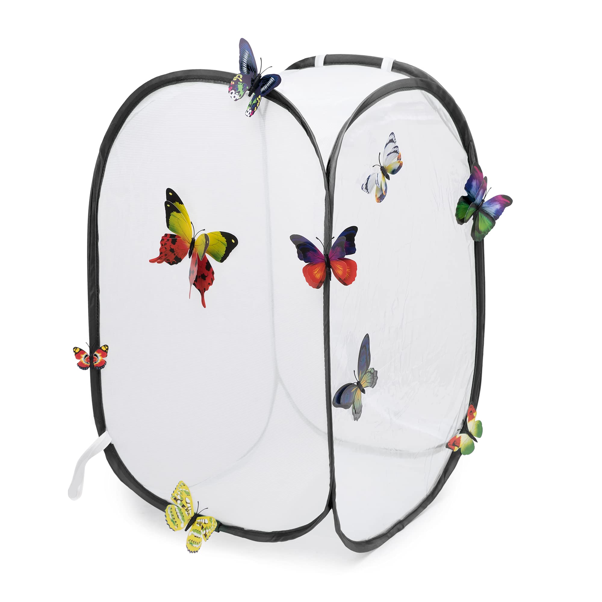 Hyindoor Insect Cage Butterfly Cage Habitat Anti-pop-up Protection Cage Foldable for Terrariums , 40 x 40 x 60 cm , Black