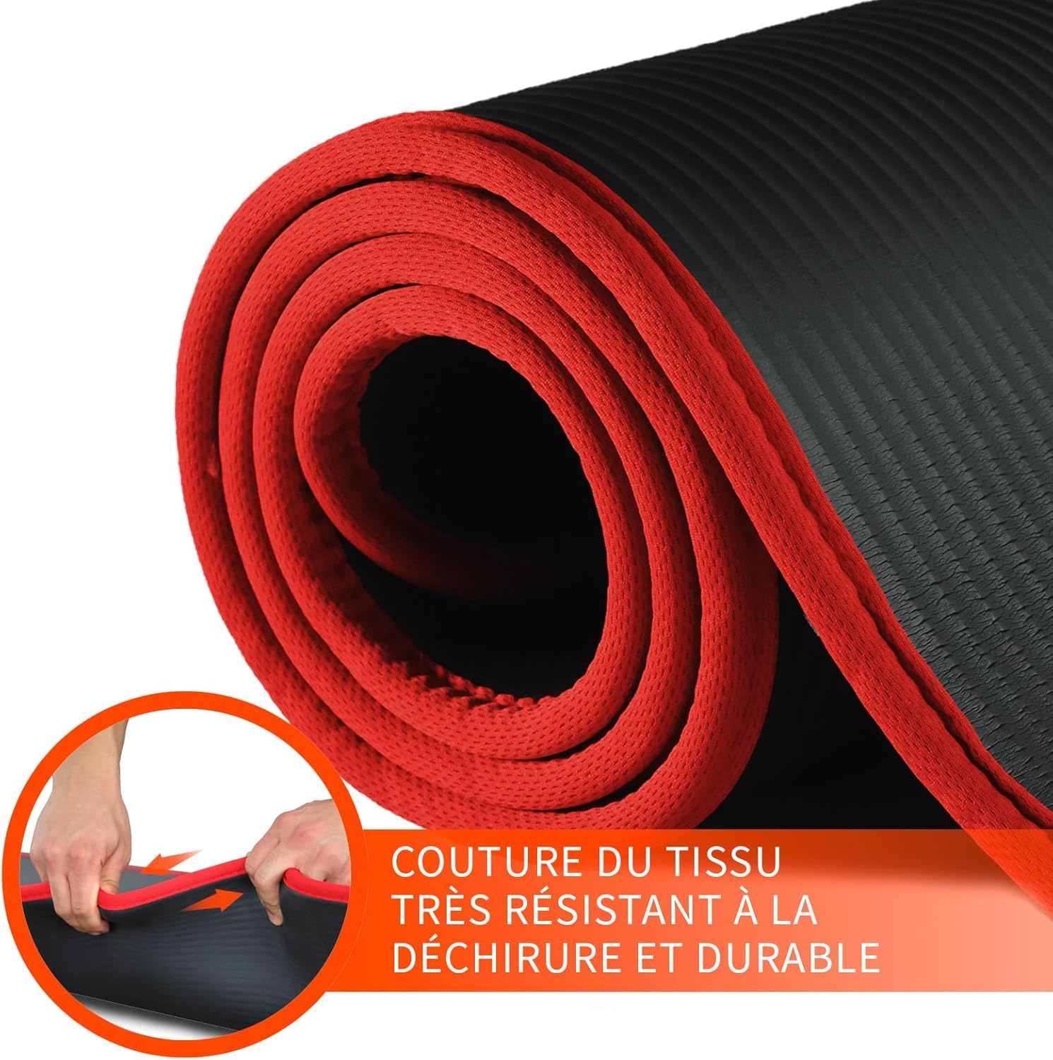 DH FitLife Tapis d'entraînement, fitness, yoga, gymnastique - 183 x 61 x 1 cm - Extra résistant à la déchirure - Antidérapant et épais