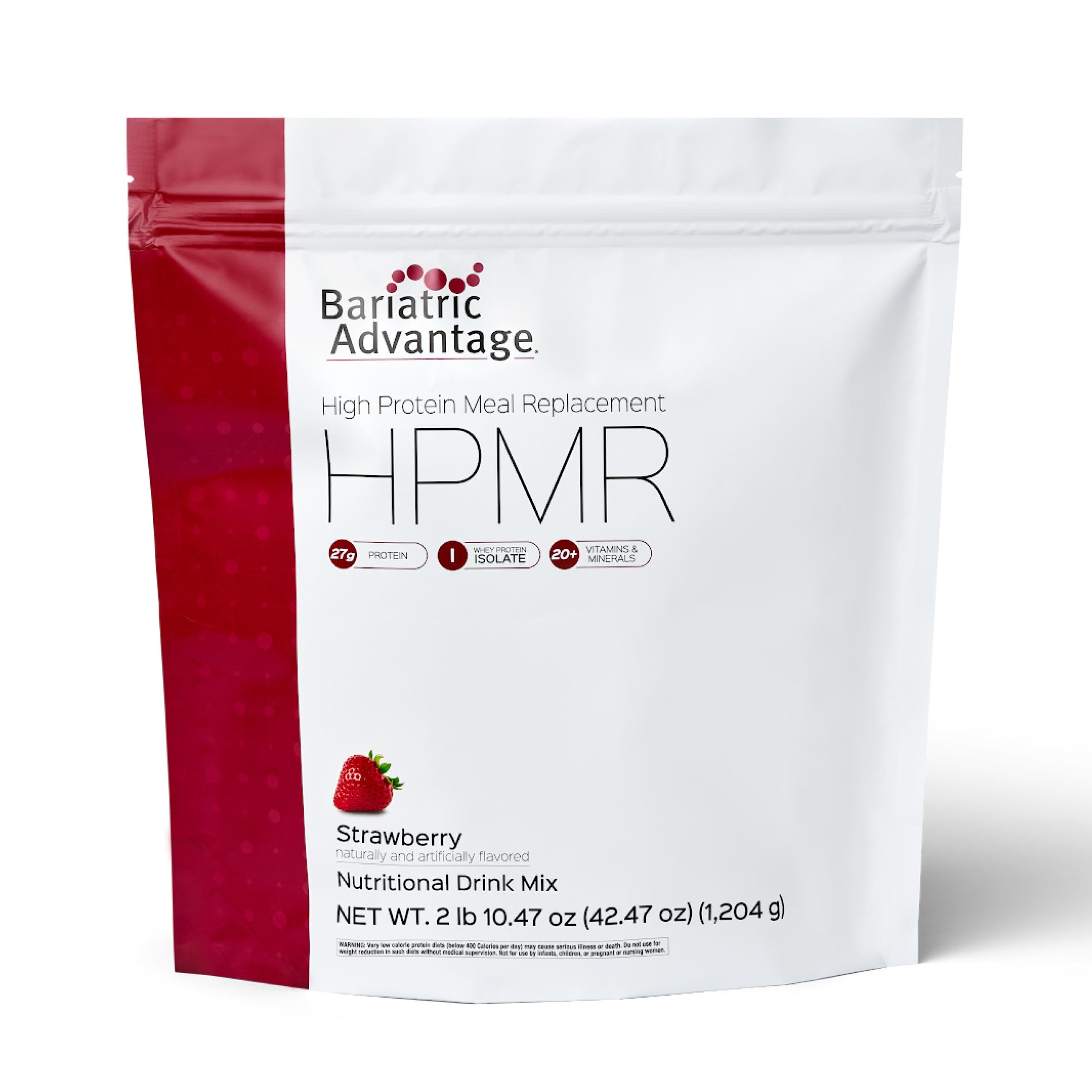 High Protein Meal Replacement Drink Mix - Protein Powder Whey Isolate for Gastric Bypass & Sleeve Gastrectomy Patients - 28 Servings with 27 g Protein - Strawberry - 43.46 oz