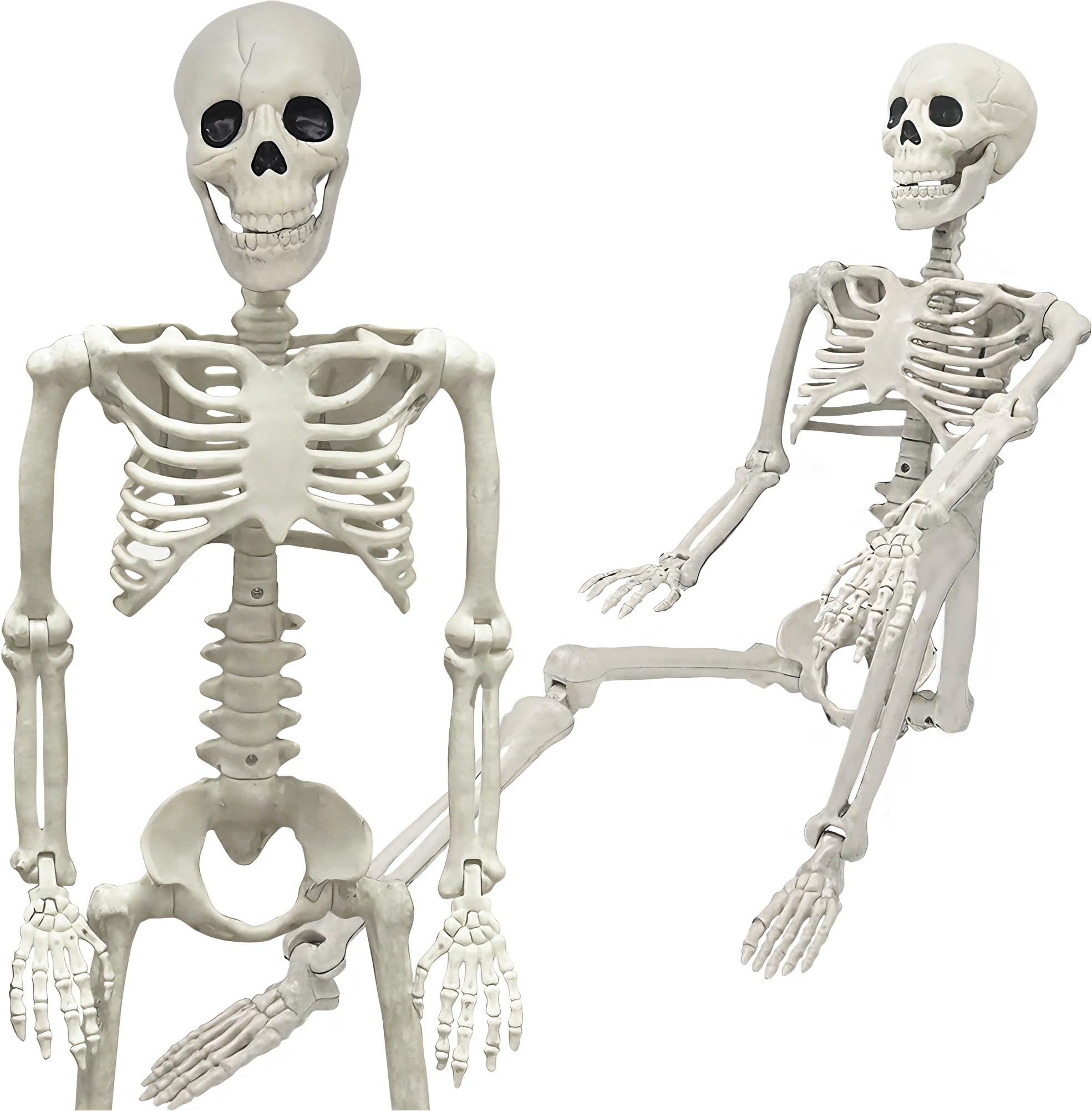 36" Skeleton Halloween Decorations, 3FT Realistic Full Body Movable Posable Joints Skeleton, Creepy Halloween Plastic Skeleton for Graveyard Decorations, Haunted House Props Indoor/Outdoor Decor
