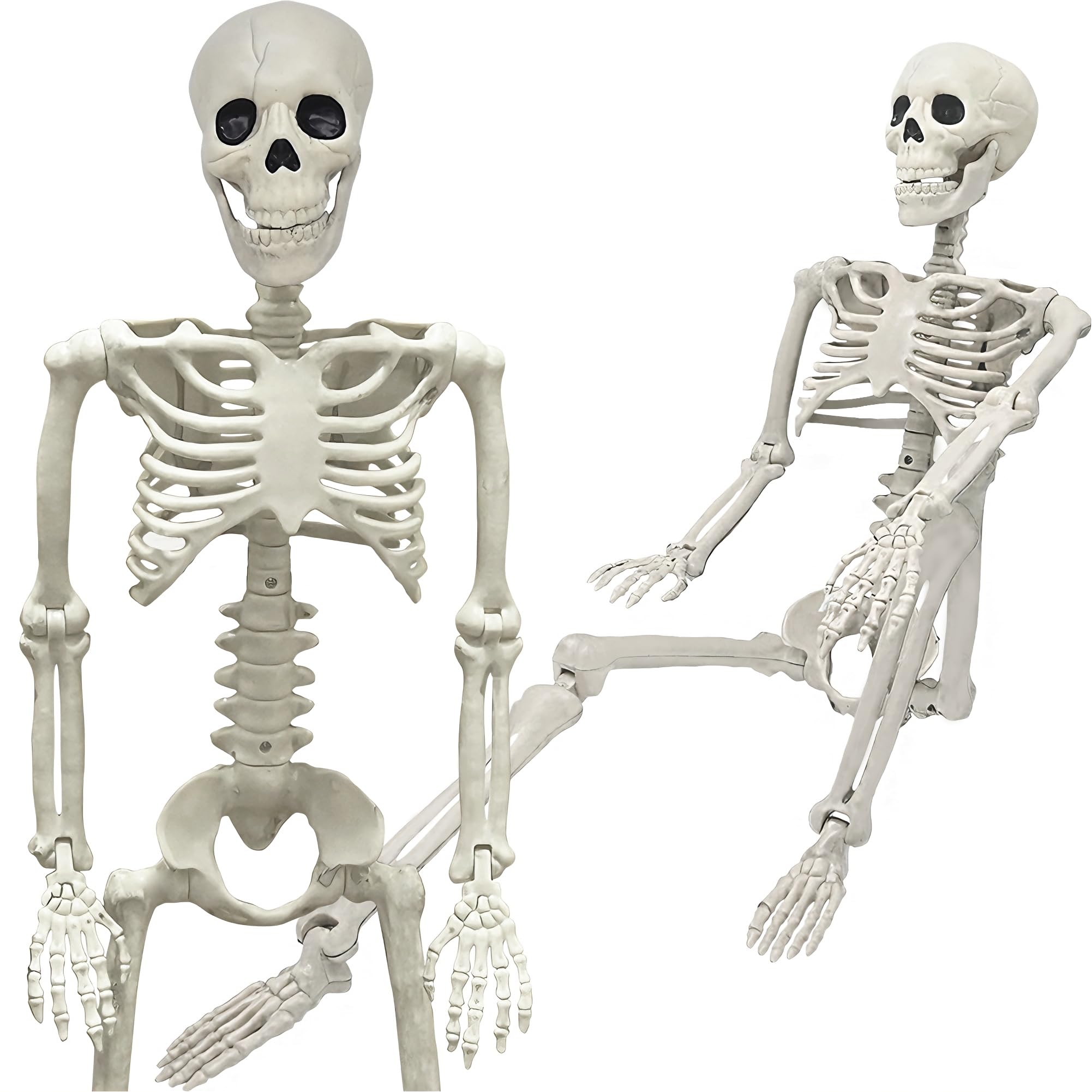 Wodmaz 3Ft Skeleton 36" Skeleton Halloween Decorations, 3Ft Realistic Full Body Movable Posable Joints Skeleton, Creepy Halloween Plastic Skeleton For Graveyard Decorations, Haunted House Props Indoor/Outdoor Decor