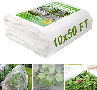 KLEWEE 10x50FT Ultra-Fine Garden Mesh Netting - Protects Vegetables, Fruits, Berries from Birds, Deer, Rabbits - Breathable Plant Cover for Raised Beds & Trees