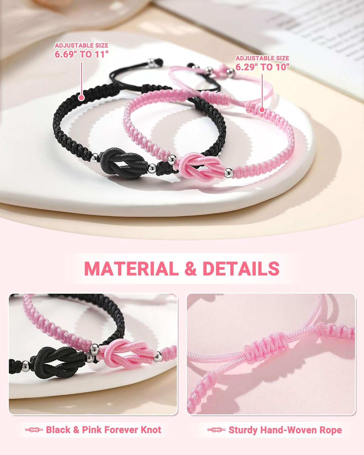 UNGENT THEM Pinky Promise Forever Love Knot Bracelets for Couples–Birthday Anniversary Valentines Christmas Gifts - Image 4