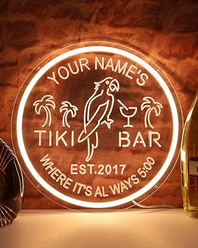 Letreros de neón impermeables personalizados para decoración de pared, letrero de luces Tiki personalizado para patio exterior, regalos de papá para