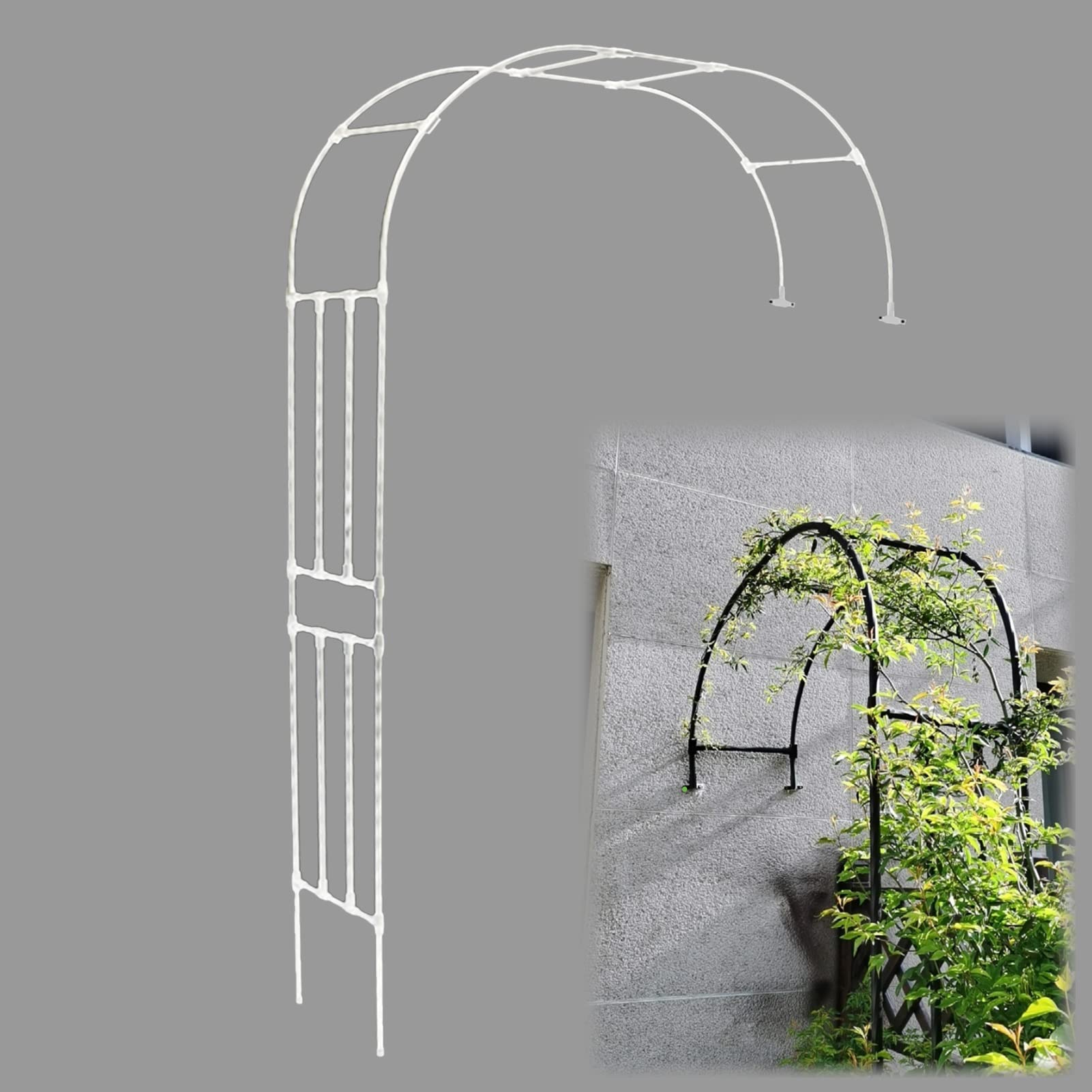 Demi Arche à rosiers Grande,Métal Arche Jardin Plantes Grimpantes Arcade Arceau à rosiers,Résistant aux Intempéries Treillis Antirouille,pour Patio Backyard Garden Decoration ( Color : Wit , Size : 21