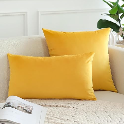 Miniatura 3 de OTOSTAR Paquete de 2 fundas de almohada decorativas de terciopelo suave y sólido de 16 x 24 pulgadas, fundas de almohada lumbares, fundas de