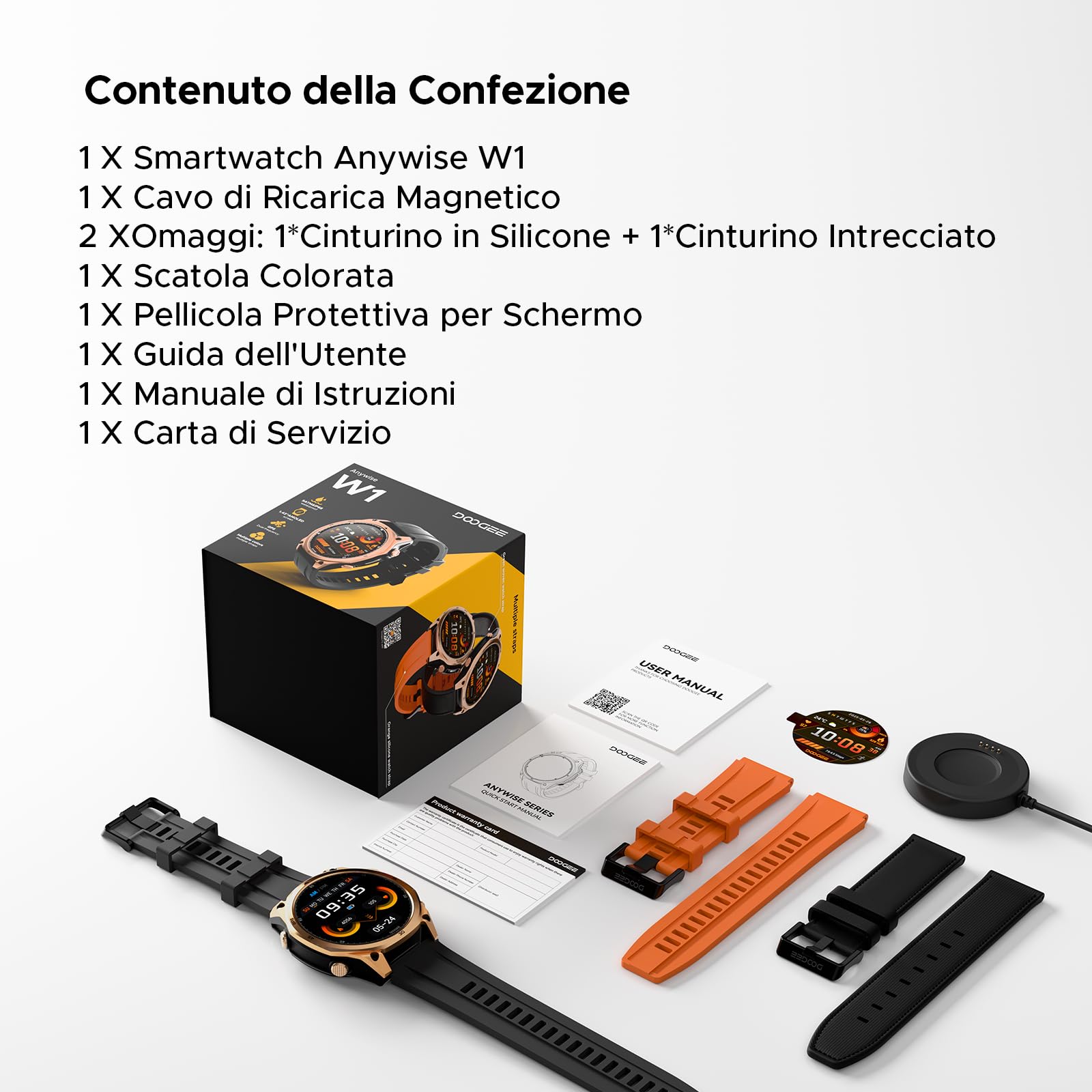 Anywise W1 AI Smartwatch Uomo,GPS Dual-Band Integrato,5ATM Impermeabile Militare Smart Watch,1.43" AMOLED Fitness Tracker Per Android iOS,170+Sports Modes,Answer/Make Call/12 Days Battery