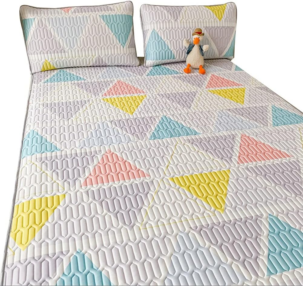 Ice Silk Latex Summer Mat Can Be Washed and Folded Summer Student Dormitory Single Summer Children's Three-Piece Air-Conditioning Mat (Color : Multi-Colored, Size : 1.8m Bed) (Multi colored)