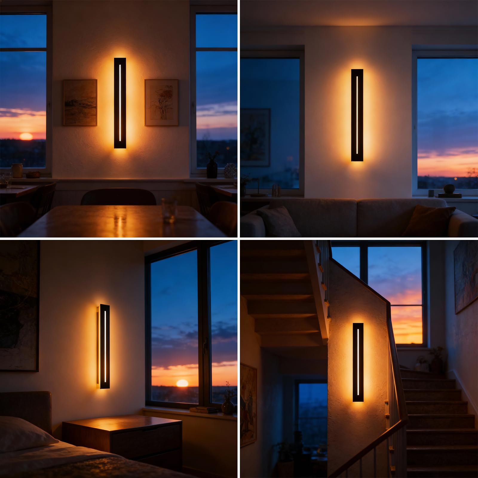 Aplique pared interior con Control Remoto,10W 1100LM lampara led,40CM lampara pared Regulable,3 Temperaturas De Iluminación,lampara de pared para Dormitorio Salón Escalera Pasillos(Negro)