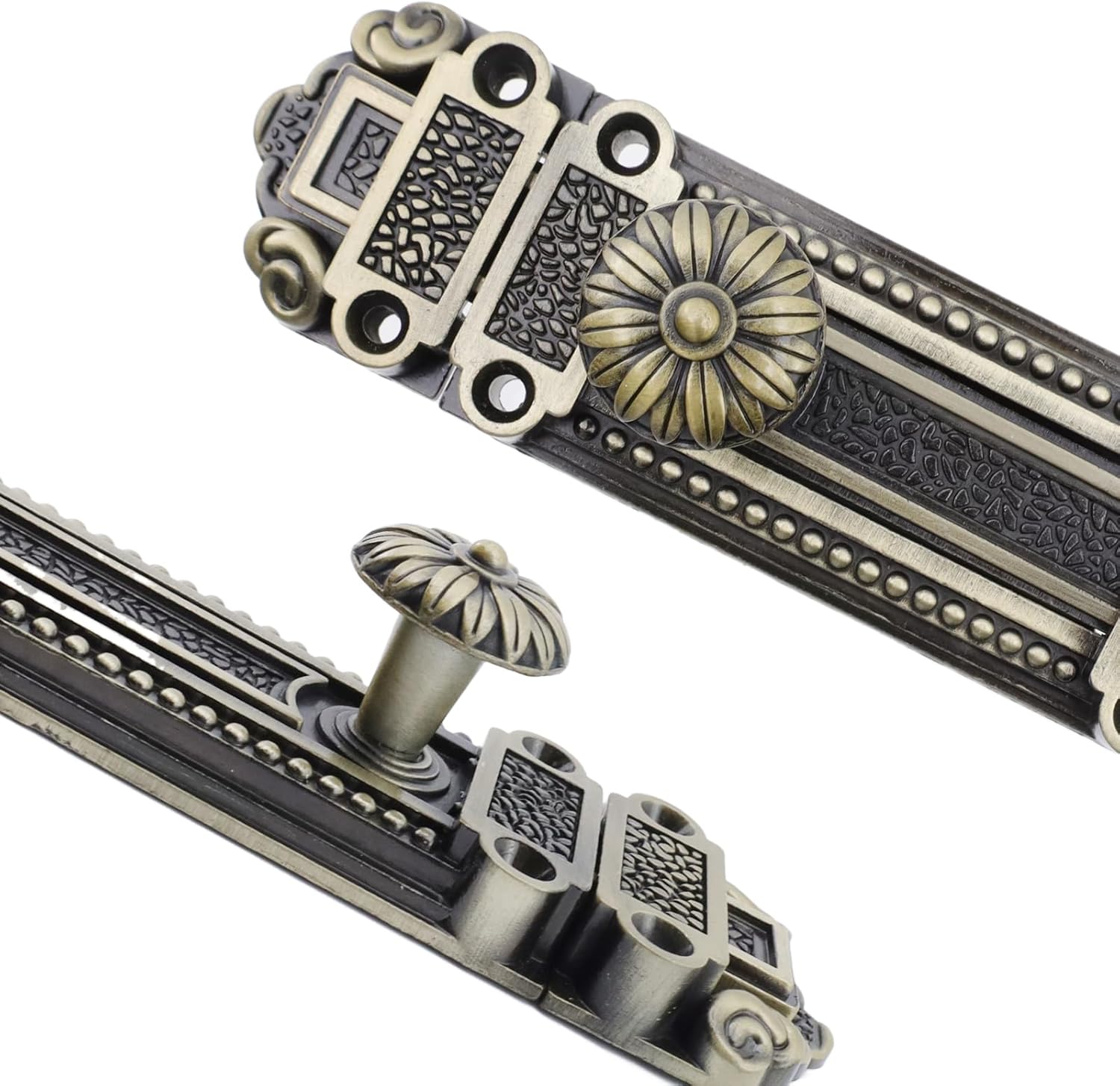 Geesatis Bronze Slide Door Bolt Gate Security Lock Latch Antique Sliding Door Window Latch, with Mounting Screws, Length 5 inch