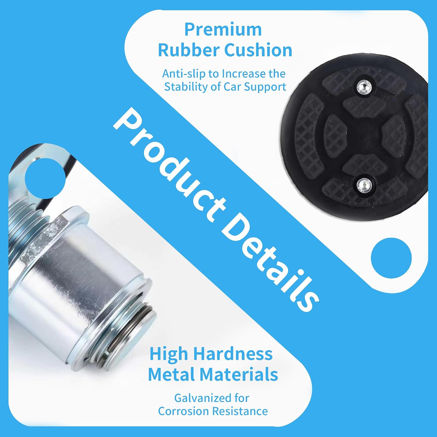 4pc Car Lift Tray with Rubber and High Foot pad 50mm Shaft Diameter Han Macson (Buttoned Thread Style)