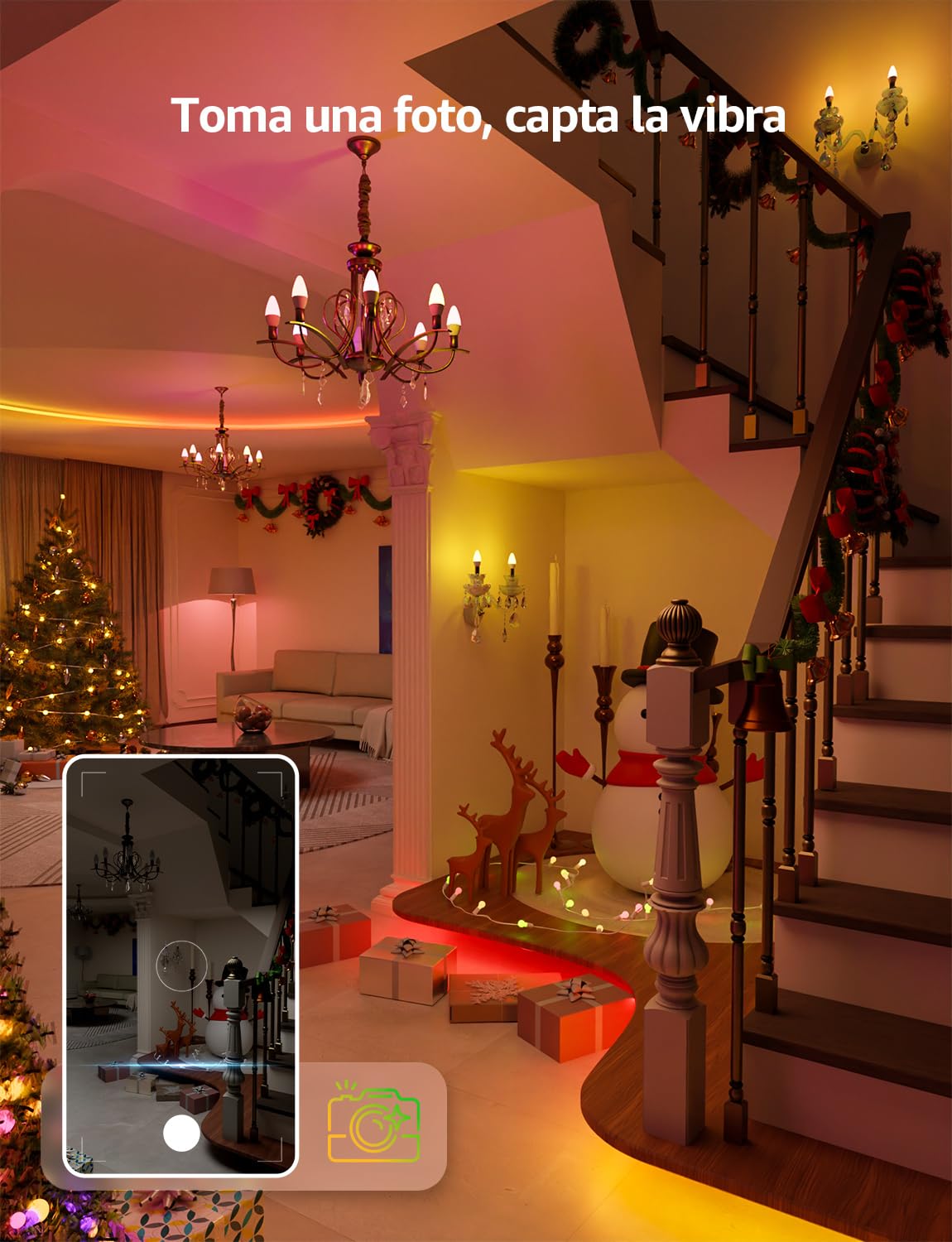 Lepro BC1 AI Bombilla LED E14, Bombilla Inteligente Alexa 4.9W 2Pcs | RGB Regulable, Wi-Fi Control de Voz & Sync de Música, Diseñador de Iluminación AI Personalizado Funciona con Google Home
