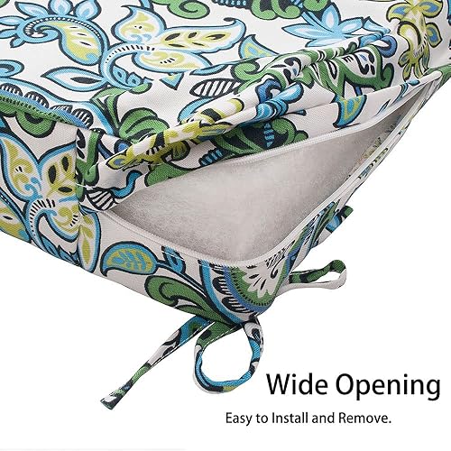 Miniatura 7 de Funda de cojín de repuesto para interiores y exteriores, paquete de 2 unidades, sin relleno. Funda repelente al agua con lazos decorativos para