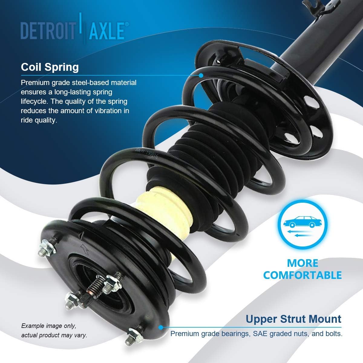 Detroit Axle - Front Right Strut for 09-12 Ford Flex, Passenger Side Strut & Coil Spring Assembly 2009 2010 2011 2012 Replacement