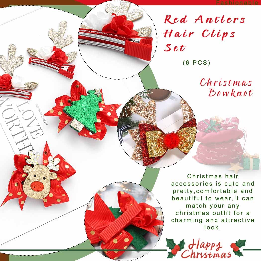 Set Di 3 Fasce Per Capelli Natalizie Con Cristalli - Fiocco Di Neve, Legno Di Renna E Merry Christmas - Accessori Festa