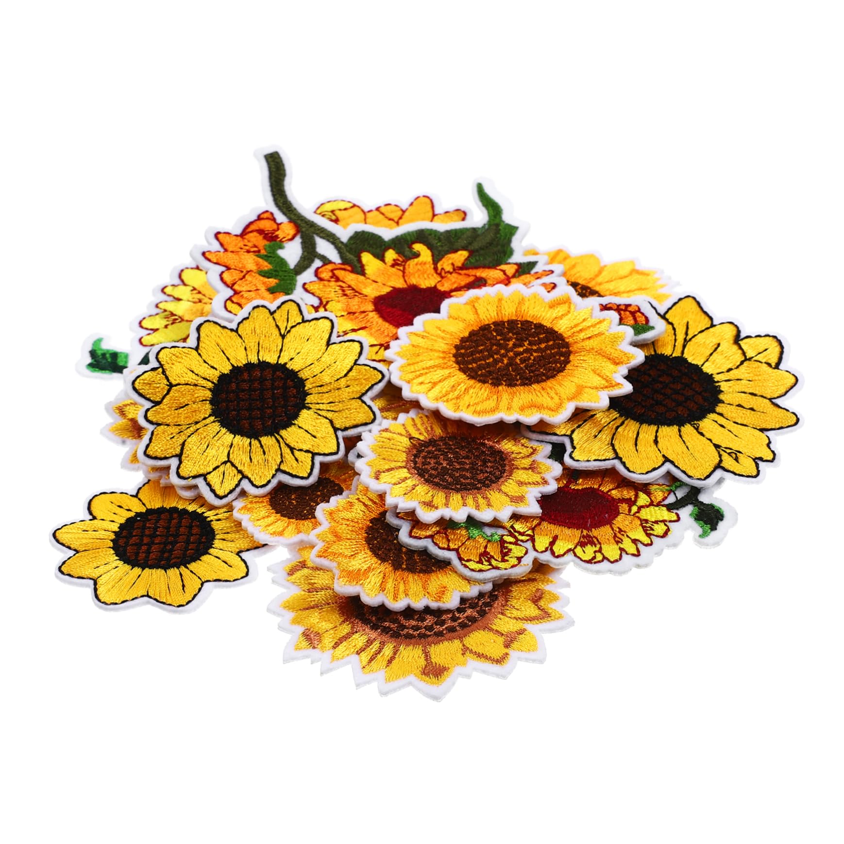 SHINEOFI 4 Set ricamo di girasoli decorazioni per scarpe charm per scarpe materiale girasole cappelli testo toppe per pantaloni toppe termoadesive per la riparazione di indumenti poliestere