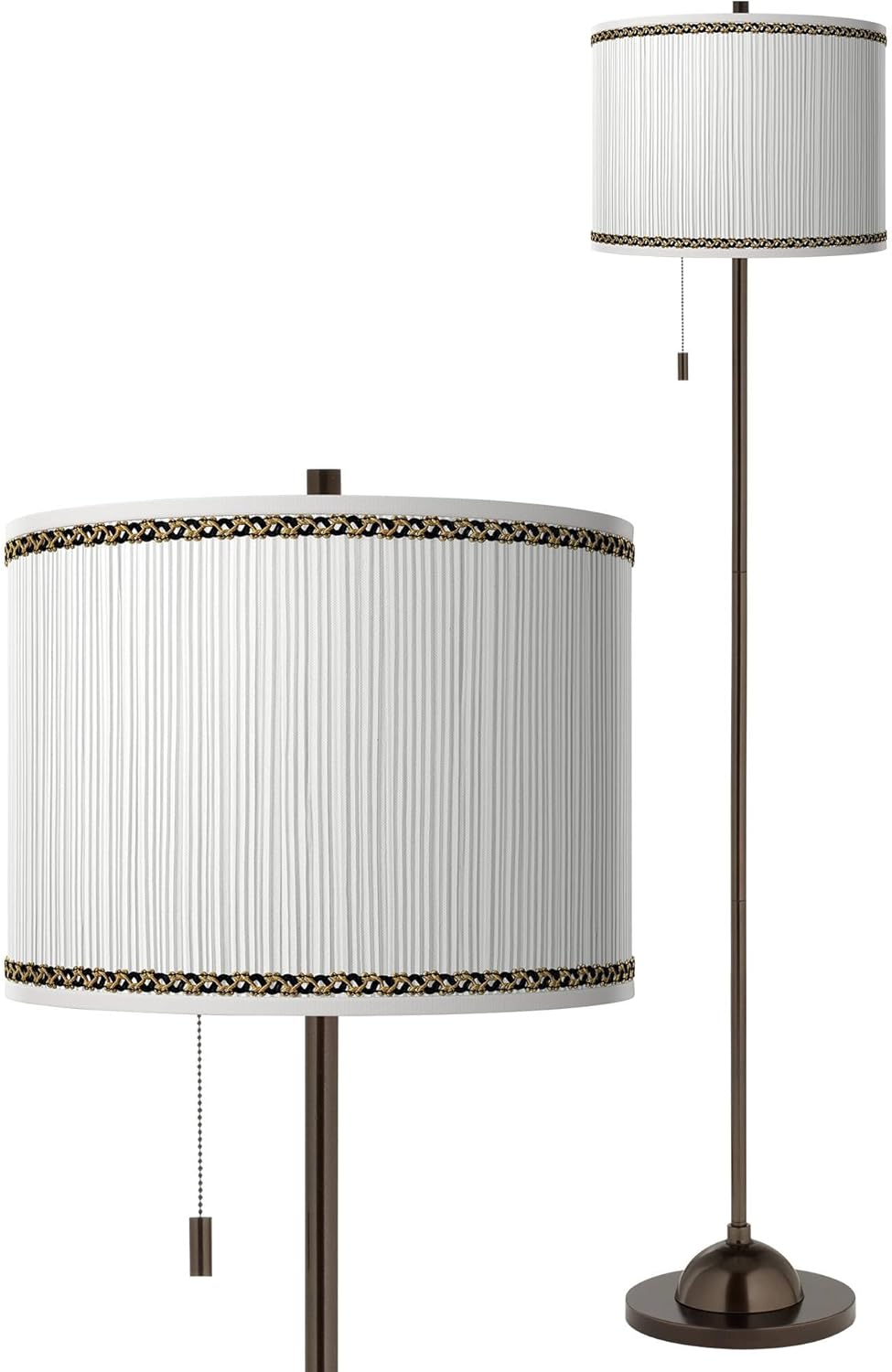Faux Pleated Giclee Print Lamp Print Shade with Bronze Finish Club Floor Lamp