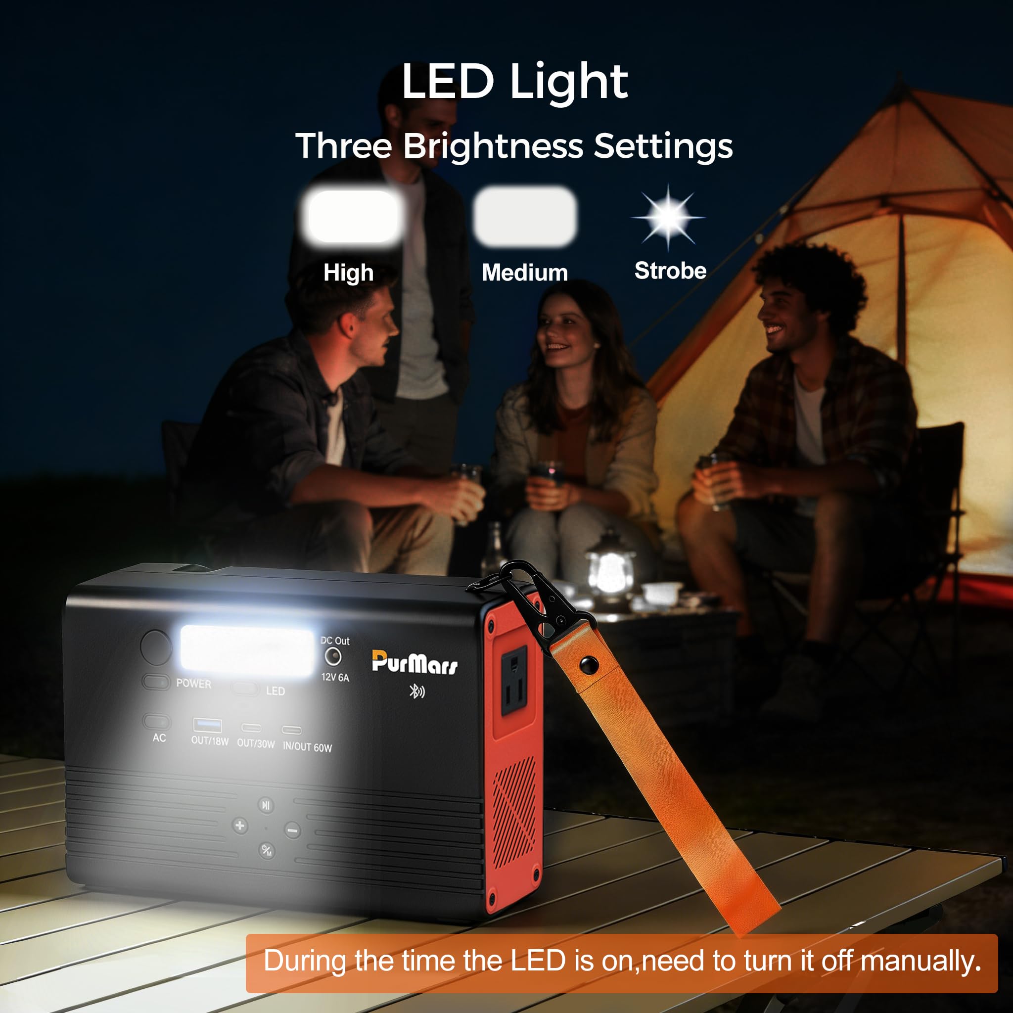 Stazione di ricarica portatile Purmars,power bank da 92Wh/100W:altoparlante Bluetooth,radio FM,ricarica rapida PD,uscita CA 230V e porte multiple.ideale per il campeggio e l'alimentazione di emergenza