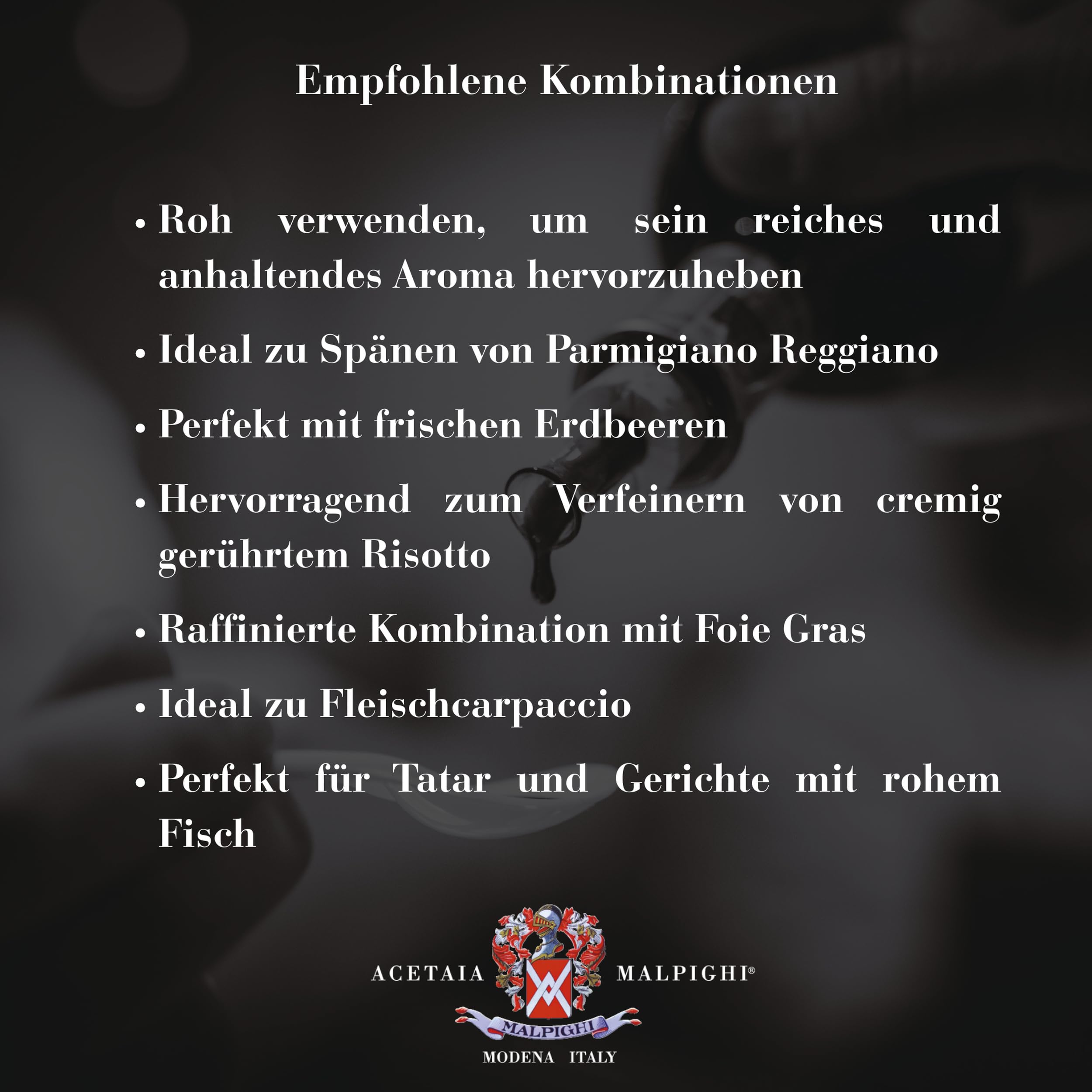 Acetaia Malpighi – Traditioneller Balsamico-Essig aus Modena DOP Extravecchio Ermes Malpighi – 100 ml – Nur gekochter Most – mit Rezeptbuch und Dosierverschluss