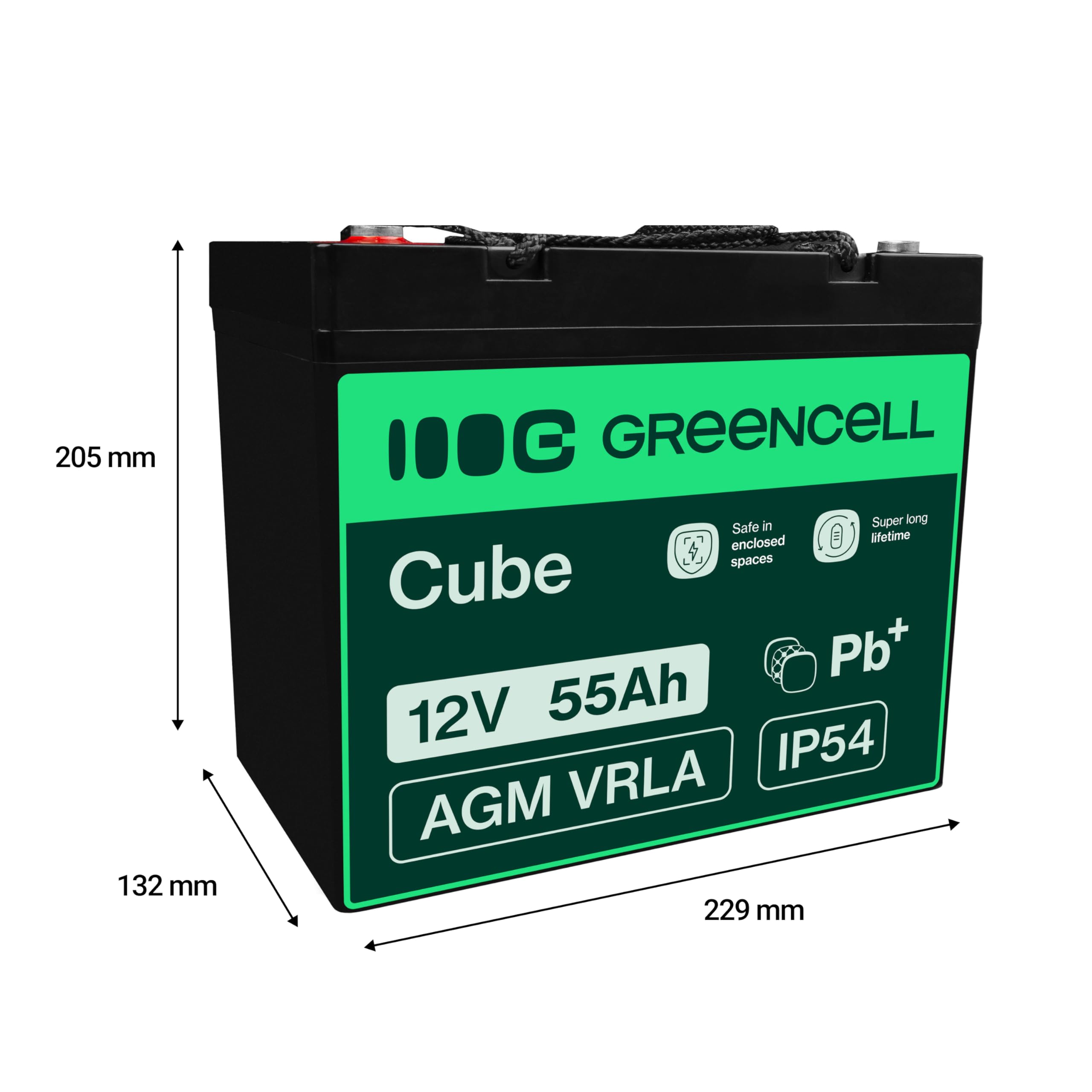 Green Cell AGM 12V 55Ah VRLA Akumulator Ołowiowy do Systemów Alarmowych