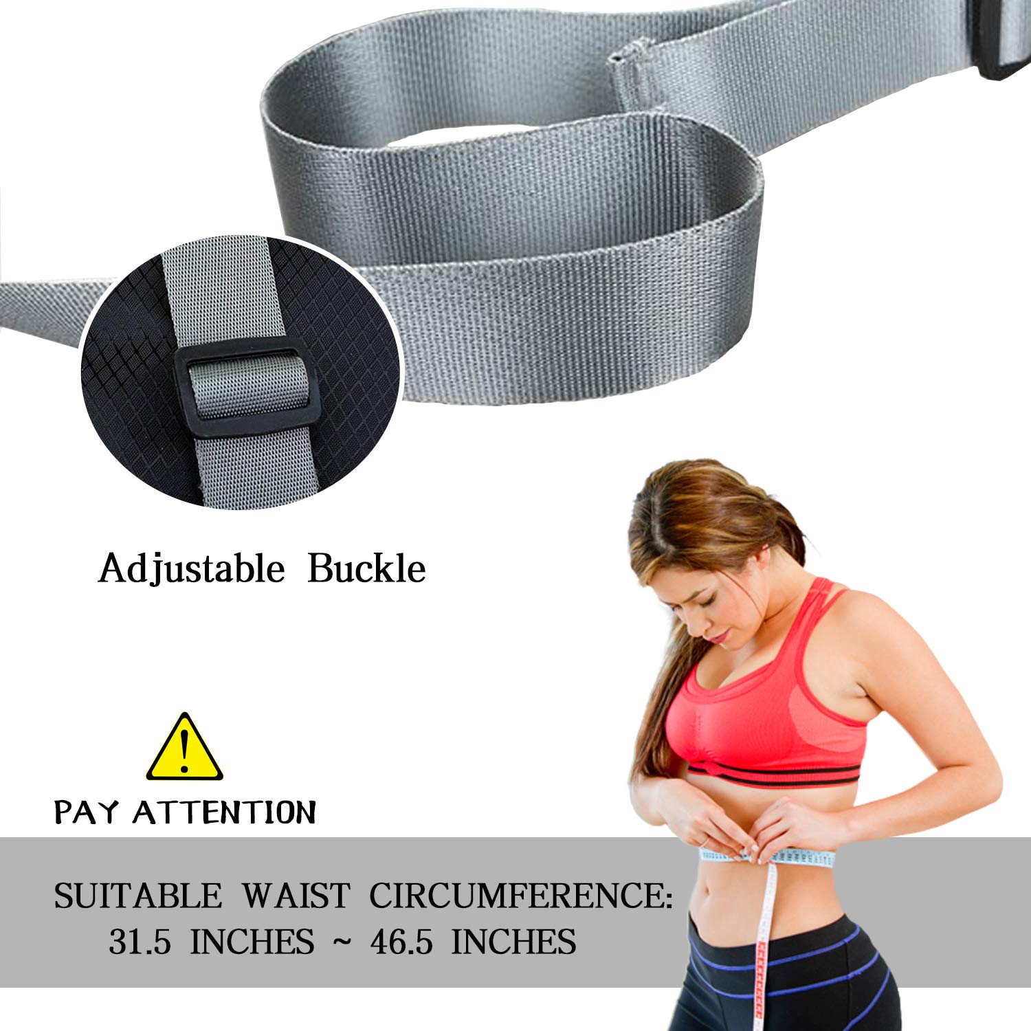 CAO Ceinture 2 poches réfléchissante noire pour randonnée