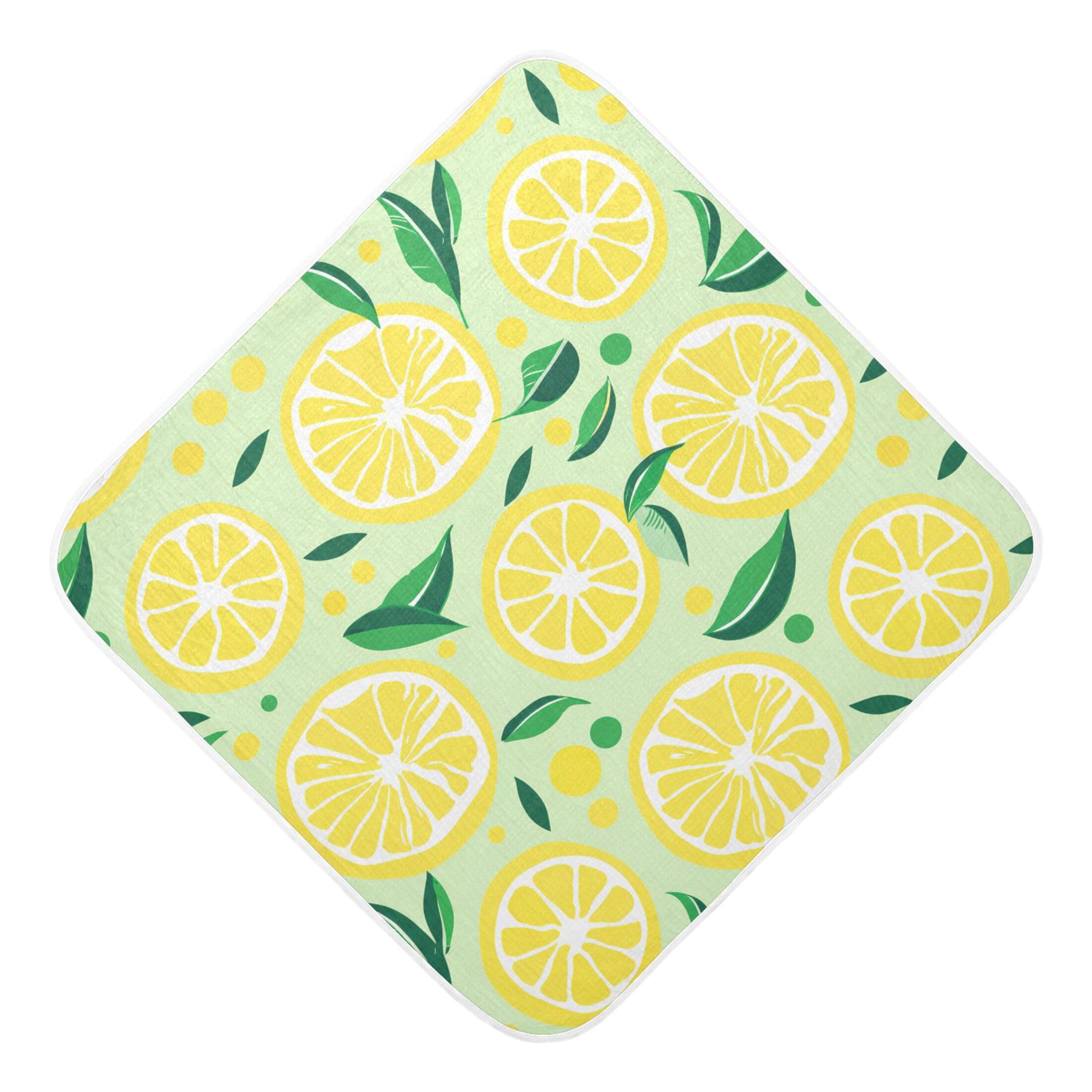 Kigai Baby Hooded Towel Absorbent Baby Bath Shower Towel with Hood for Newborn Boys Girls Babies Infant Toddler (Lemons 35 x 35 in)