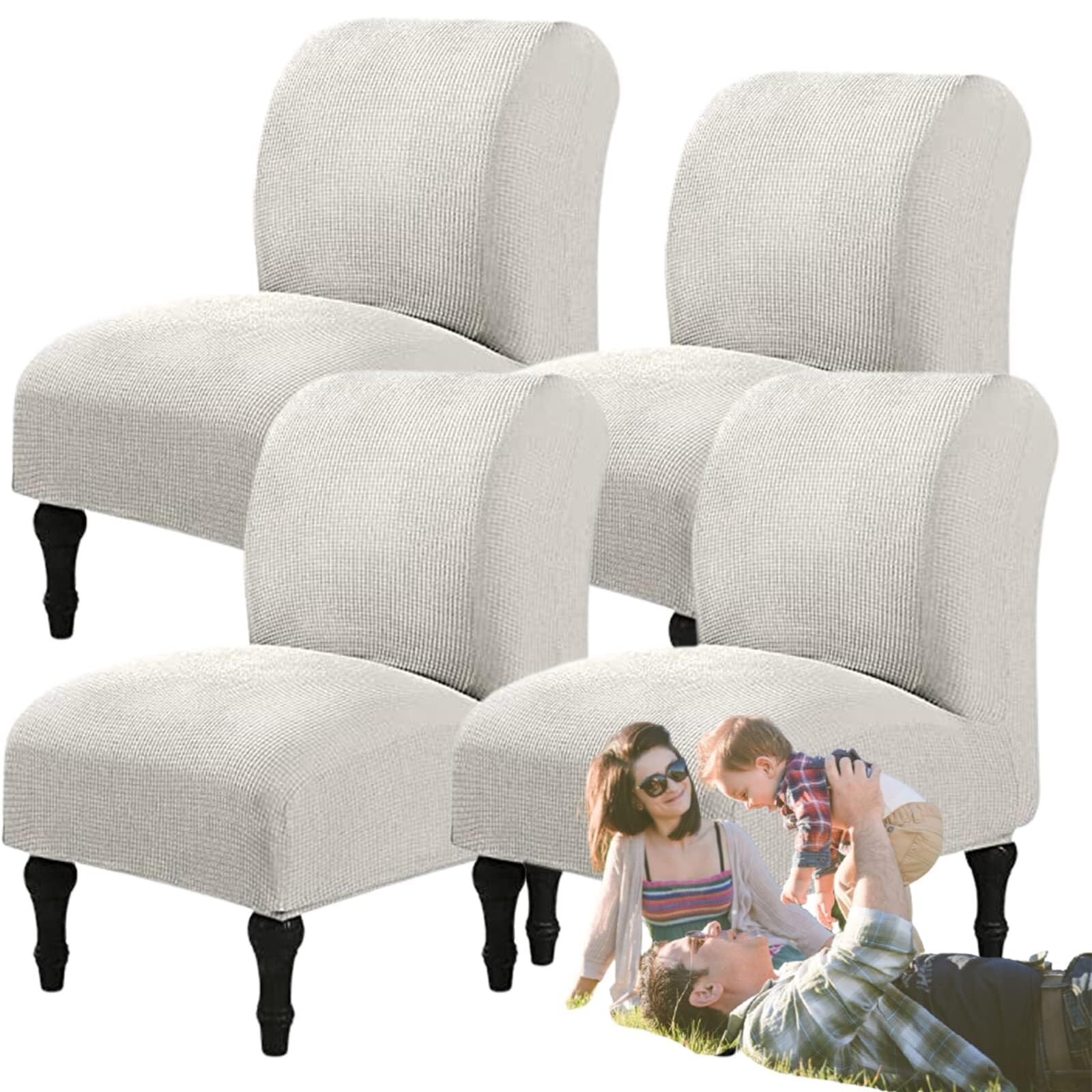 NMVAWIPT Armless Accent Chair Covers, Polyester+Spandex Stretch Slipcover, Removable Furniture Protector, For Home Hotel(56#,4pcs)
