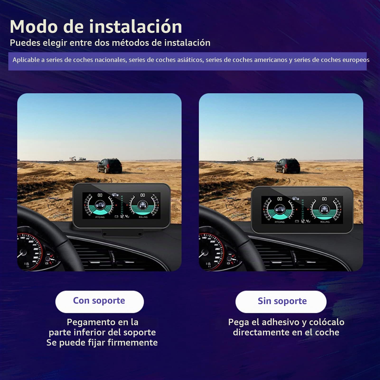 Inclinómetro para Automóvil, Medidor de Inclinación de ángulo de Paso HUD Digital Universal Medidor de Inclinación de Nivel Automotriz de Alta Resolución Indicador de Clinómetro de Brújula Electrónica