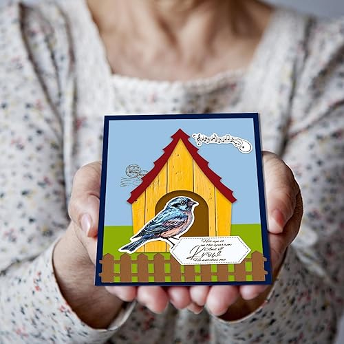 Miniatura 7 de INFUNLY Sellos transparentes de flores de pájaros retro para hacer tarjetas, insectos y sellos de texto, sellos de silicona transparente, sello de