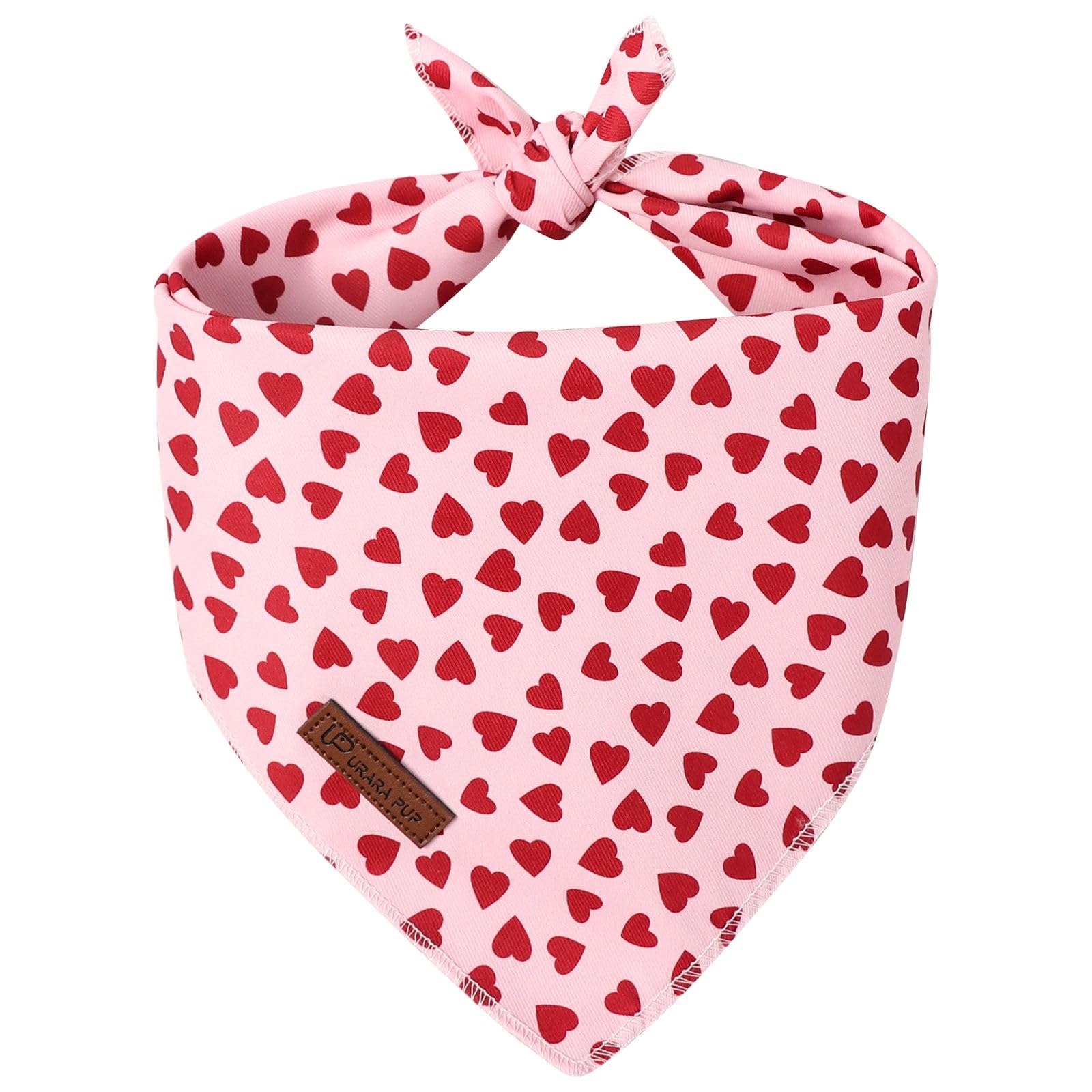 Valentine's Dog Bandana, UP URARA PUP Soft Cotton Adjustable Pet Scarf for Small, Medium, and Large Dogs, Cute and Comfortable Dog Accessory,S