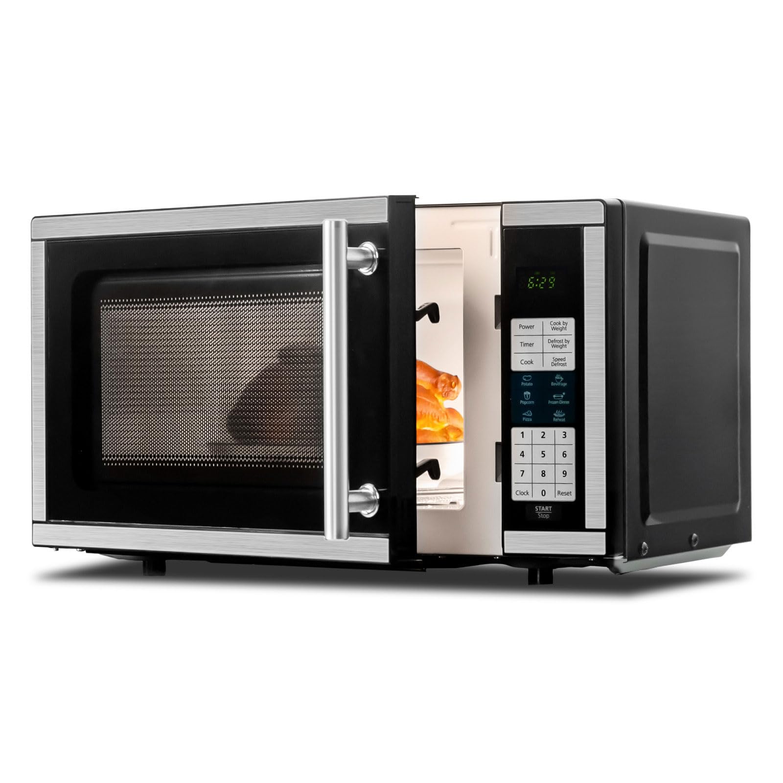 0 7 Cu Ft Countertop Microwave Ovens Microwave Oven 700 Watts With LED Lighting Turntable and Child Lock