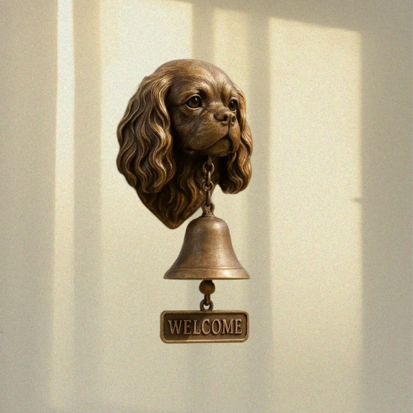 Vintage Rustic Welcome Dog Doorbell - French Bulldog Resin Bell for Garden, Porch, or Entryway | Animal Home Decor(A9)