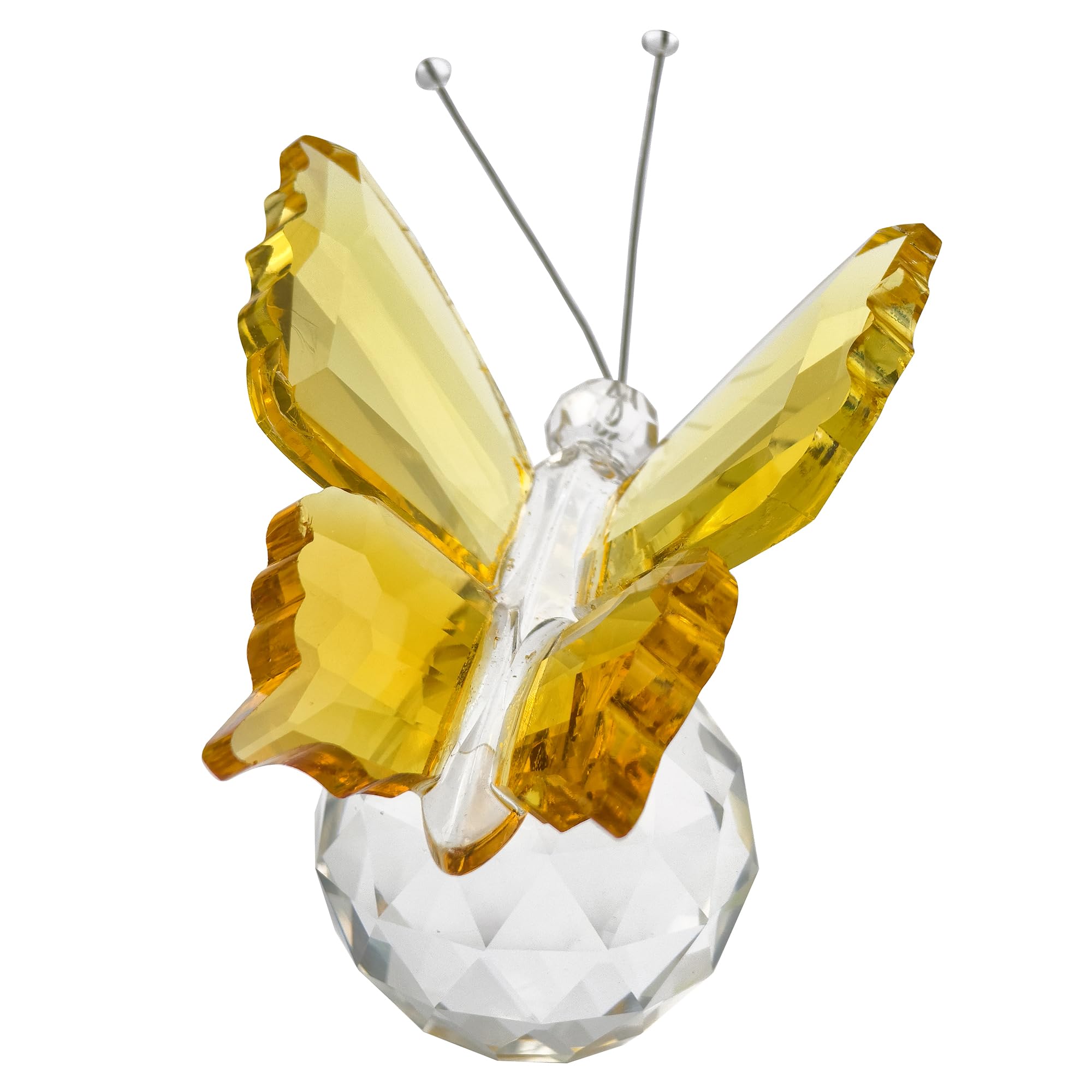 Tingmeibestly Golden Crystal Flying Butterfly With Ball Base Figurine Art Glass Collection Ornament Statue (Golden)