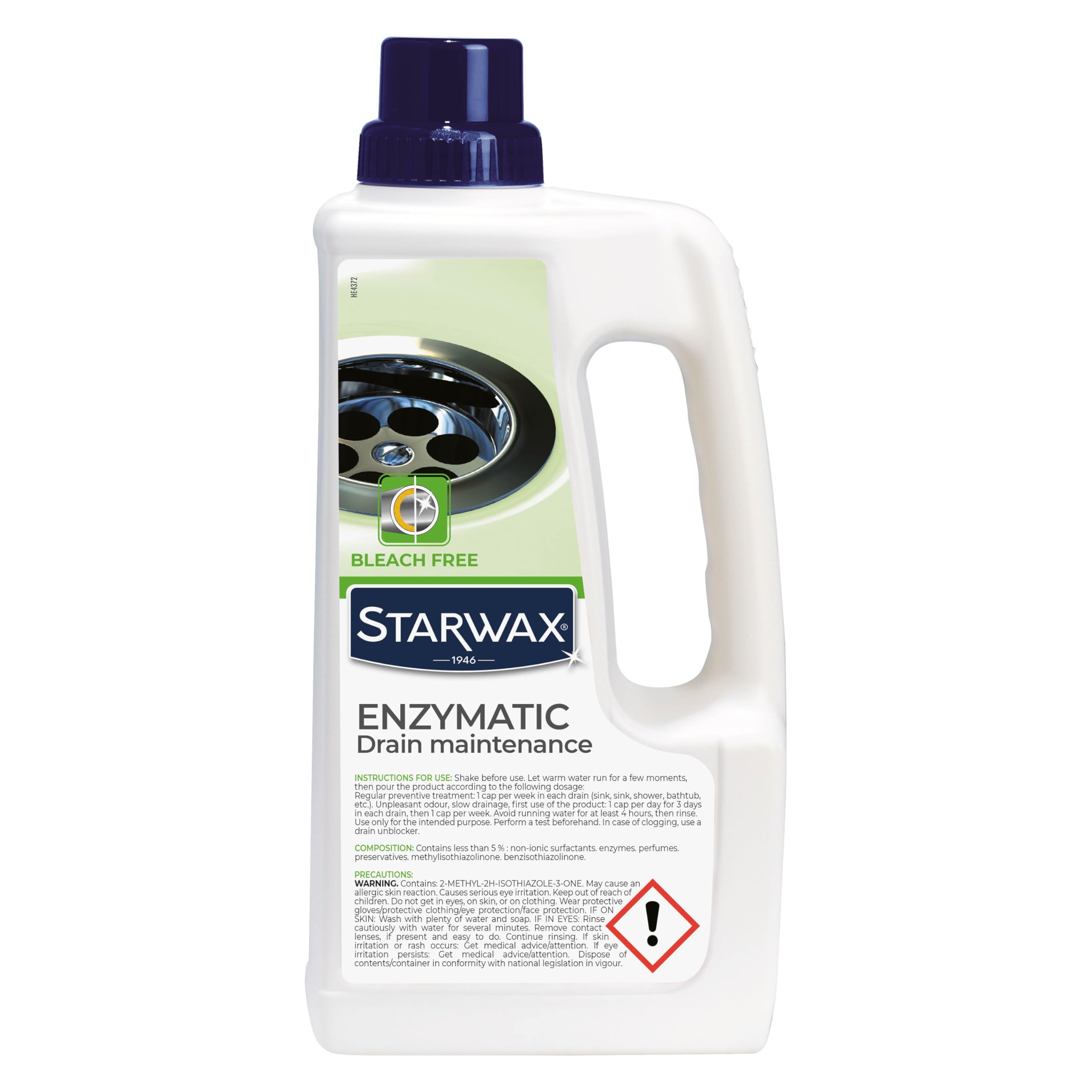 STARWAX - Biological Drain Care - Eliminates Odours - Helps Prevent Blockages - Bleach Free - Ideal For Septic Tanks - 1L
