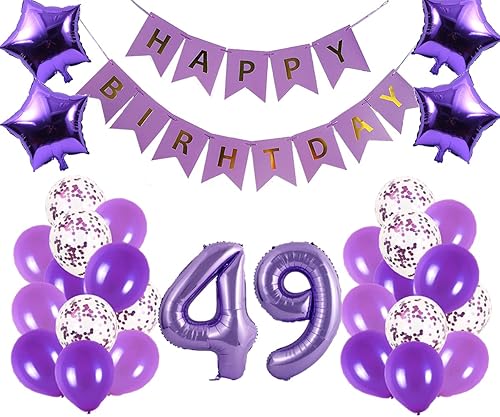 Kit de decoración de fiesta de cumpleaños número 49, pancarta de feliz cumpleaños con globos de cumpleaños número 49 para suministros de fiesta de